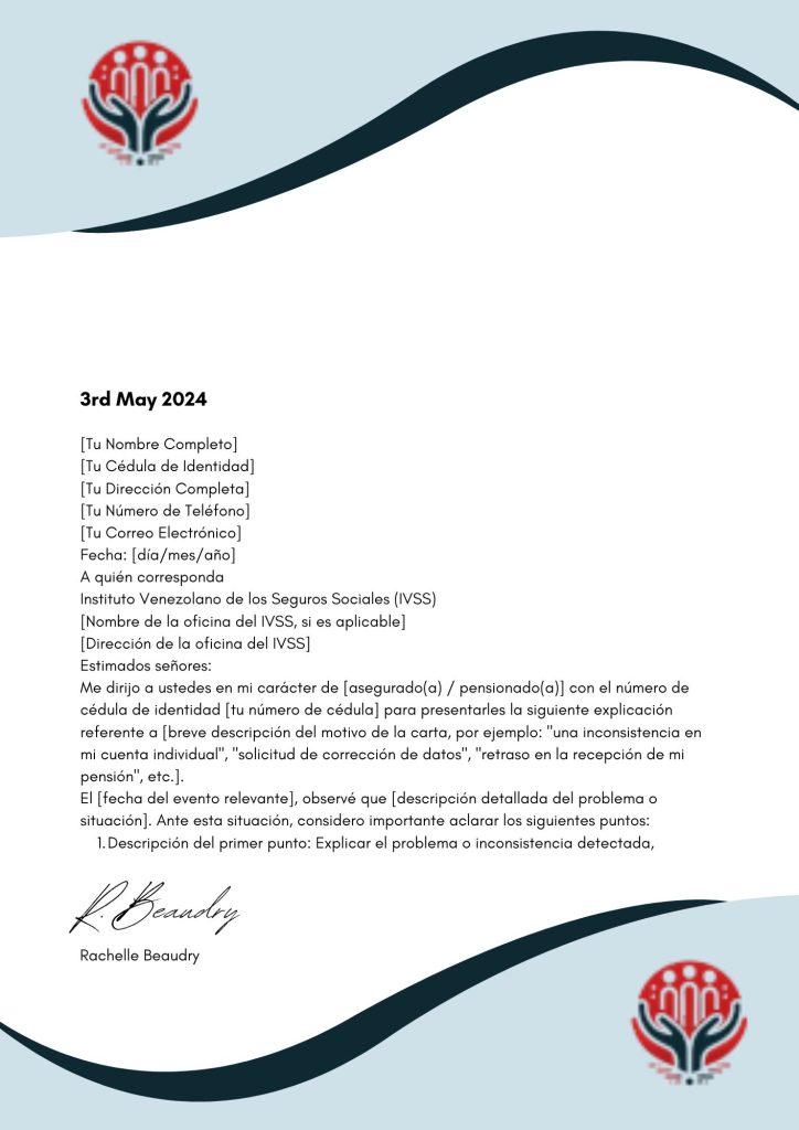 carta explicativa dirigida para el ivss